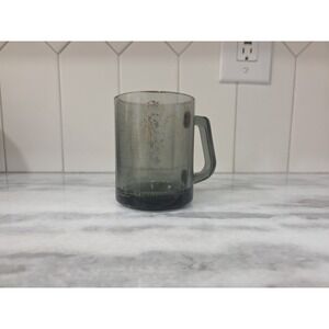 GEMINI Zodiac Sign Glass Mug Smoke Gray Faded Gold Lettering Floral Distressed